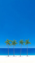 Tropical Beach Illustration: Four Palm Trees