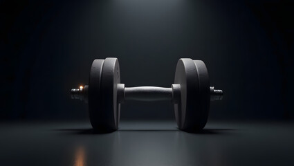 Dumbbells weights on dark background Dumbbell Spotlight