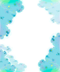 A colorful abstract background or frame with clouds of blue sky, gray and light colors. Vector