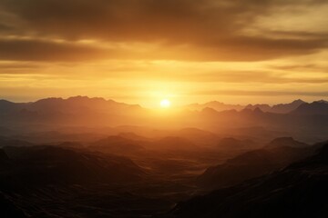 Obraz premium A beautiful sunset over a mountain range