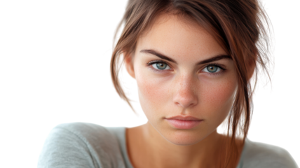 A Strong Portrait of a Determined Young Adult Woman Reflecting Confidence and Seriousness Perfect for Empowerment Themes.