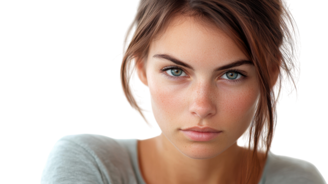 A Strong Portrait of a Determined Young Adult Woman Reflecting Confidence and Seriousness Perfect for Empowerment Themes.