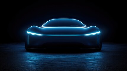 Futuristic Electric Sports Car: Neon Glow in the Dark