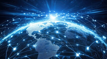 Obraz premium Global Network Connectivity: A Visual Representation of the Interconnected World
