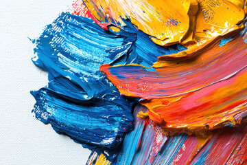 Vibrant Paint Strokes on White Canvas