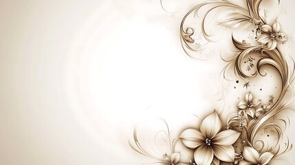 Elegant Sepia Floral Design With Intricate Swirls