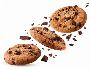 Chocolate chip cookies with piece