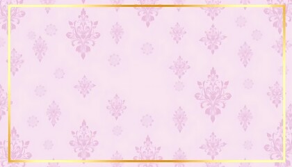 Elegant Pink Floral Background with Golden Frame