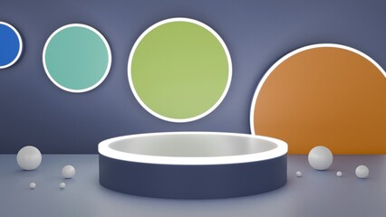 4k Three-dimensional product display space using peru, dark khaki and cadet blue