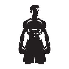 Vector a boxer stand with pose set silhouette vector SH