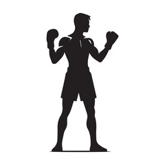 Vector a boxer stand with pose set silhouette vector SH