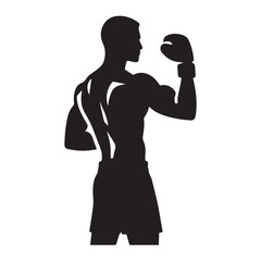 Vector a boxer stand with pose set silhouette vector SH