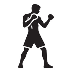 Vector a boxer stand with pose set silhouette vector SH