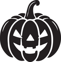 Pumpkin silhouette vector art illustration. Black and white Pumpkin vector illustration.