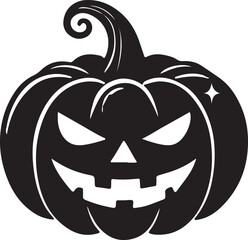Pumpkin silhouette vector art illustration. Black and white Pumpkin vector illustration.