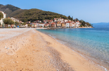 Moscenicka draga, Istria, Croatia. Beautiful seascape, tourism, the coast of a historical city,...