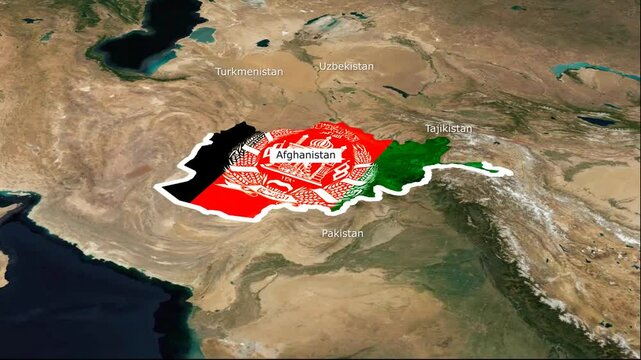 Afghanistan map animation video, Emirate of afghanistan flag map
