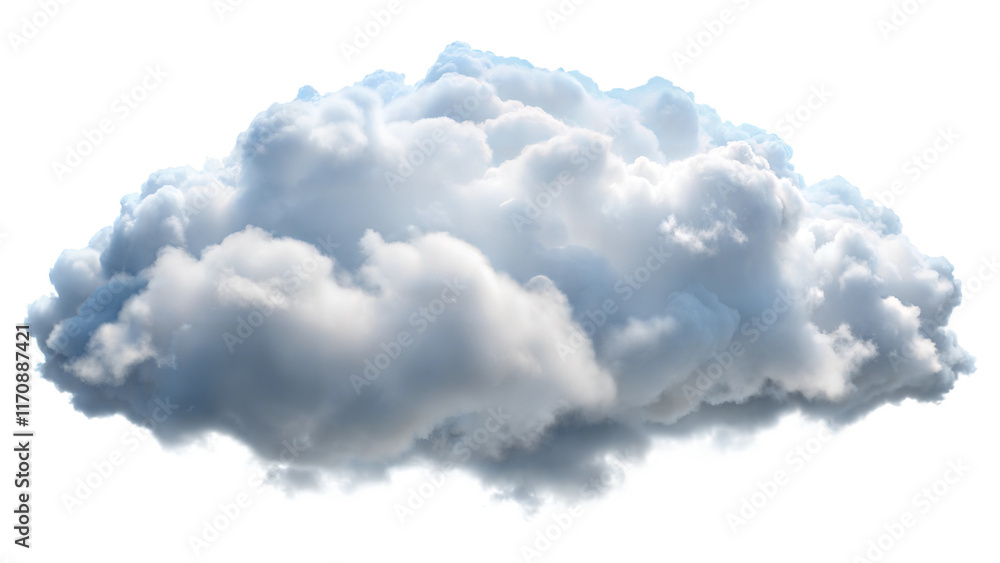Poster fluffy white clouds floating in a bright sky with a soft, billowy texture suitable for various desig