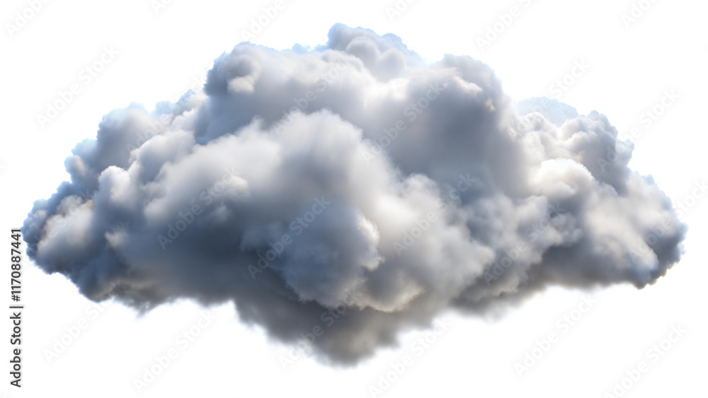 Poster fluffy white clouds floating in a bright sky with a soft, billowy texture suitable for various desig