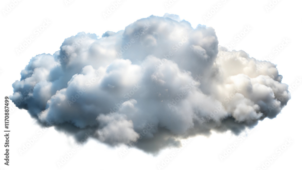 Poster fluffy white clouds floating in a bright sky with a soft, billowy texture suitable for various desig