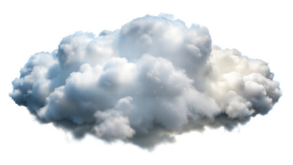 Fluffy white clouds floating in a bright sky with a soft, billowy texture suitable for various designs and backgrounds. Cut out