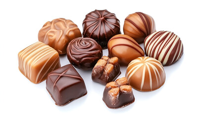 Obraz premium Toffee candy, caramel candies isolated on white background with clipping path