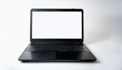 Fototapeta premium Sleek Black Laptop with Blank Screen: Minimalist Digital Image