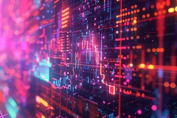 Obraz premium Vibrant Cyberpunk Digital Art with Neon Lights