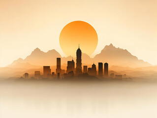 Sunrise Cityscape 3D Illustration