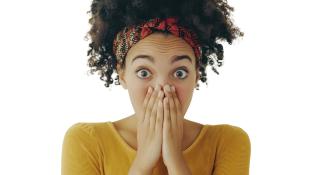 A Young Woman with a Surprised Expression Captured in a Moment of Genuine Emotion Perfect for Marketing and Advertising Usage..