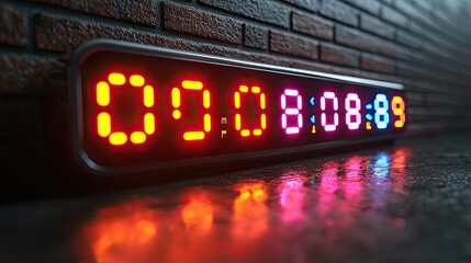 Fototapeta premium Digital Countdown Timer Against Brick Wall