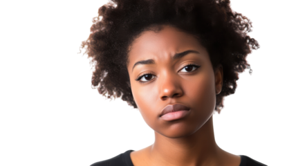 A young woman displaying a thoughtful expression, perfect for depicting introspection, contemplation, and emotion in a variety of creative projects..