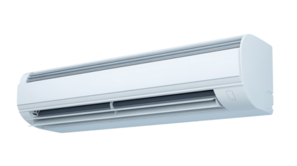 High-Efficiency Air Conditioning Outdoor Unit Isolated on White Background for HVAC System Promotion and Marketing Purposes.