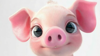 Adorable cartoon pig animation with expressive movements and playful mood