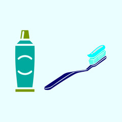simple design of toothbrush and paste