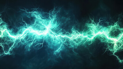 Fototapeta premium Electric Energy Crackles and Dances Across Vibrant Green Wallpaper in a Mesmerizing Display of Light and Color