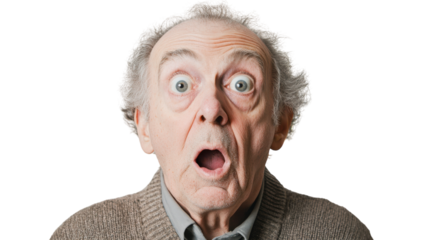 Elderly Man Expressing Surprise: Perfect for Marketing Campaigns, Social Media Posts, and Emotional Storytelling.