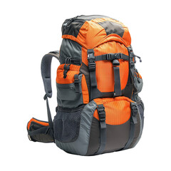 Durable Backpack with Orange Accents on Transparent Background
