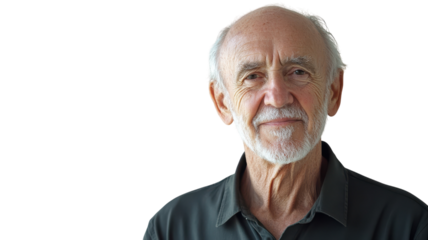 Portrait of an Elderly Man Reflecting Calm and Peacefulness, Ideal for Representing Wisdom, Serenity, and Life Experience in Various Creative Projects.