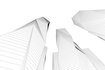 Fototapeta premium architecture geometric background, abstract lines 3d