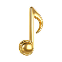 Golden music note. Isolated on transparent background.