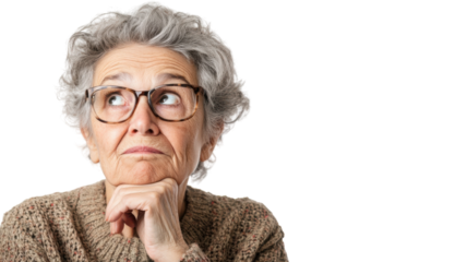 Curious Elderly Woman Engaged in Thoughtful Reflection Portrayed in a Captivating Image for Various Creative Uses.