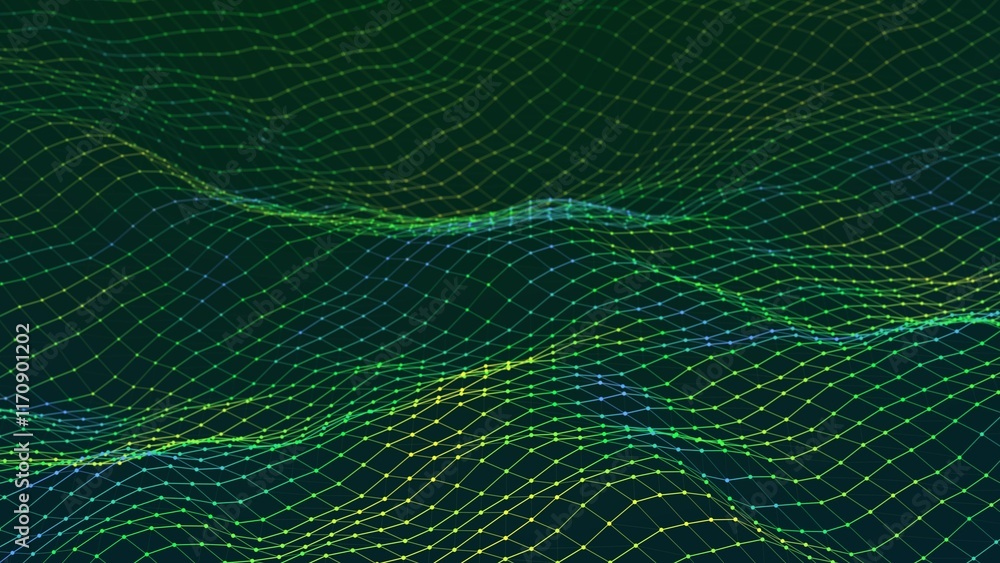 Poster big data flow. movement of connected lines and dots. the concept of technology, business. 3d.