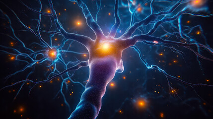 Neural Connections Illustration Depicting Brain Activity and Synaptic Networks