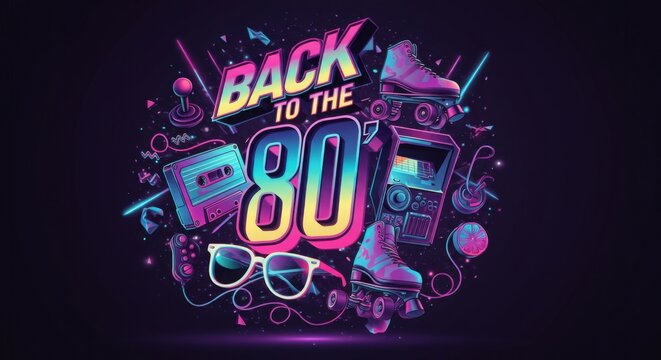 Back to 80s, Retro design celebrating the vibrant culture of the 1980s
