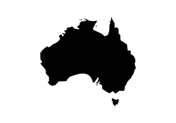 Silueta negra del mapa de Australia sobre fondo blanco. Icono de Australia © Montsilus