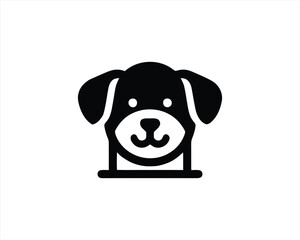 Fototapeta premium Dog head logo design vector illustration. Black and white dog logo template 