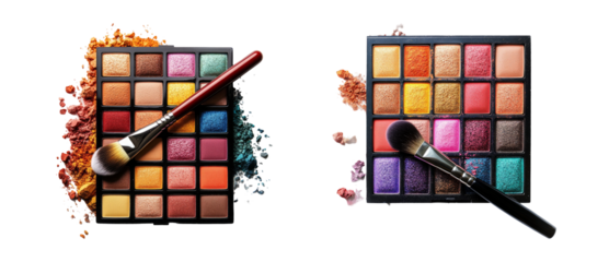 Vibrant Makeup Palette on Transparent Background