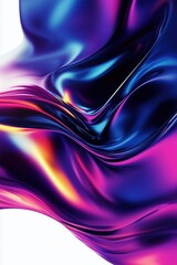 Naklejka premium abstract digital artwork with flowing, smooth shapes resembling liquid swirls, in vibrant green, blue, and purple, solid white background
