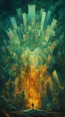 Fototapeta premium The Collapsing City, Psychotic Disorders